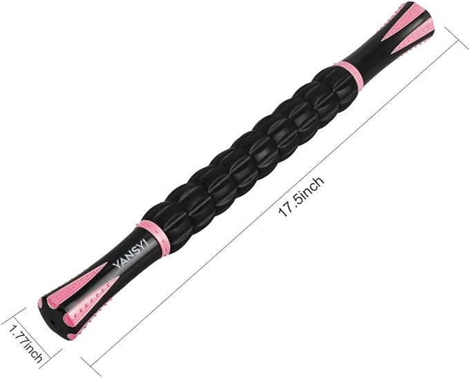 Yansyi Muscle Roller Stick for Athletes - Body Massage Roller Stick - Release Myofascial Trigger Points Reduce Muscle Soreness Tightness Leg Cramps & Back Pain for Physical Therapy & Recovery (Pink)-Ruum Studio Home
