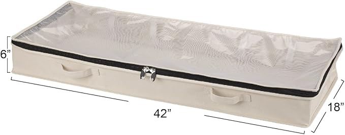 Household Essentials Cotton Canvas Under Bed Clothing and Linen Storage Bag | Natural-Ruum Studio Home