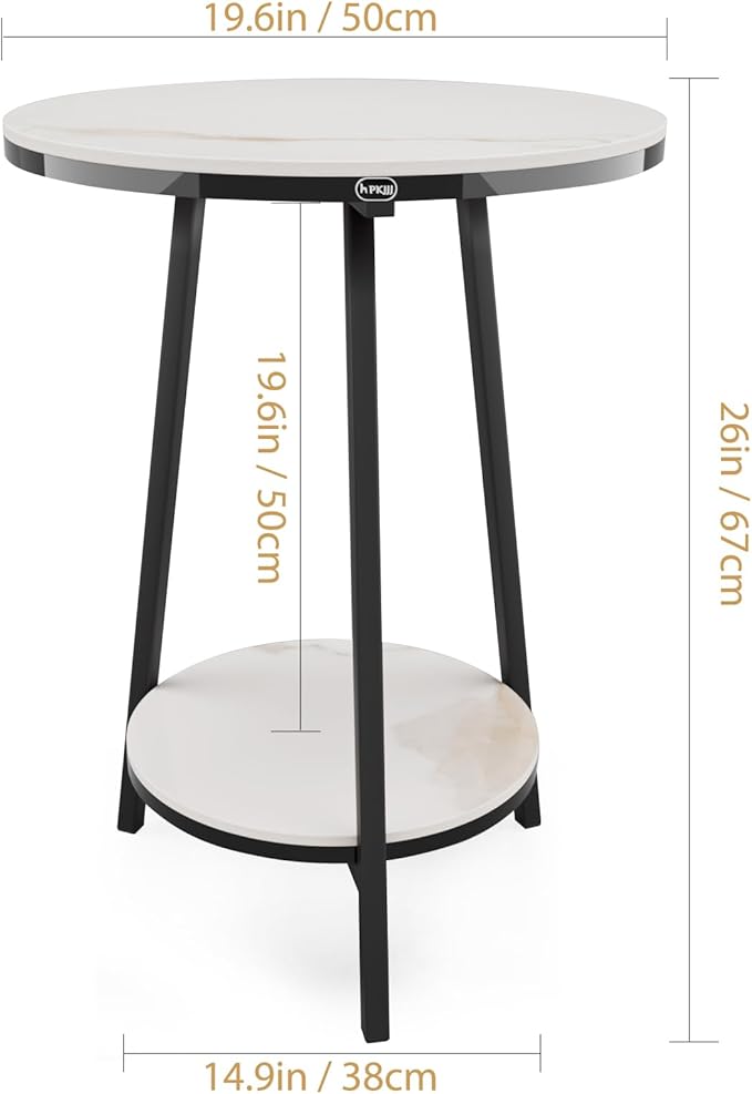 Side Table - Sintered Stone End Couch Table with Metal Frame & Gold Veins for Sofa Living Room Bedroom Bedside Coffee Small Spaces - Waterproof, Scratch-Resistant - Easy Assembly-Ruum Studio Home