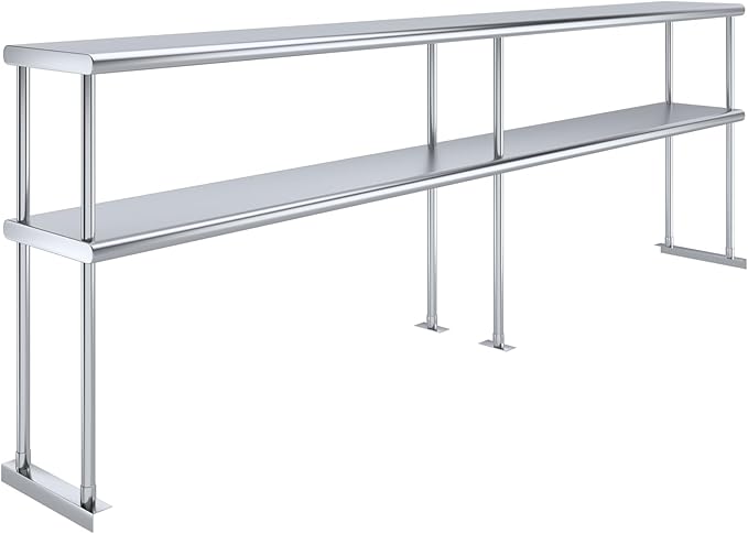 AmGood Double OverShelf Stainless Steel NSF - Many (96" Long x 12" Deep)-Ruum Studio Home