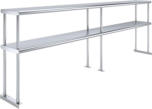 AmGood Double OverShelf Stainless Steel NSF - Many (96" Long x 12" Deep)-Ruum Studio Home