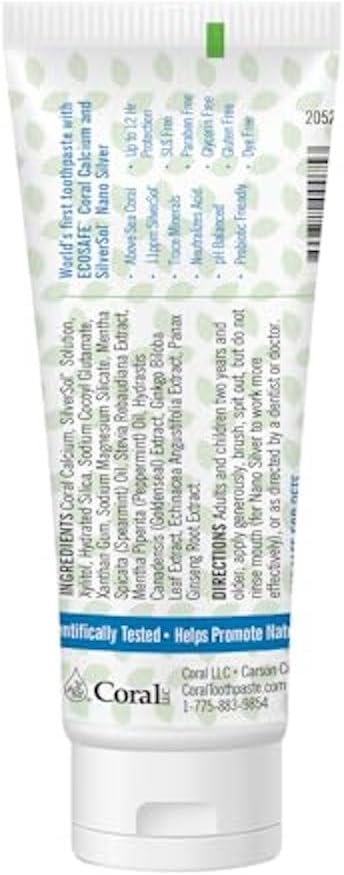 Coral White Nano Silver Mint Toothpaste, Natural Fluoride Free Teeth Whitening Toothpaste, Coral Calcium Nano Silver Infused SLS, Glycierin Free 4 Ounce (2 Pack)-Ruum Studio Home