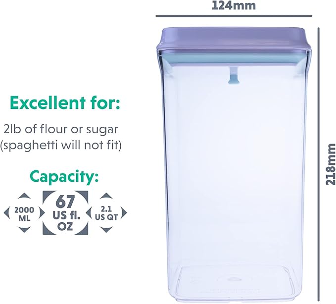 BopTop (1pc - 2000ml) Airtight Food Storage Container – Mechanical Silicone Seal Canister - BPA-Free - 2Qt-Ruum Studio Home