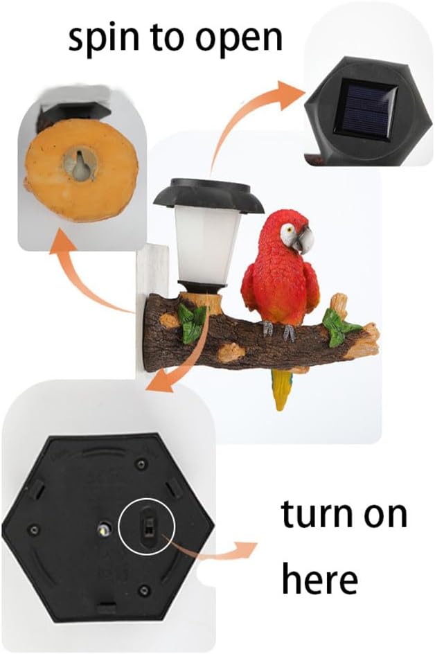 ParrotTree Hugger with Solar Lantern Outdoor Garden Hanging Statues Fence Solar Lights Ideal Parrot Housewarming&Birthday Gifts for Grandma Mom Women-Ruum Studio Home
