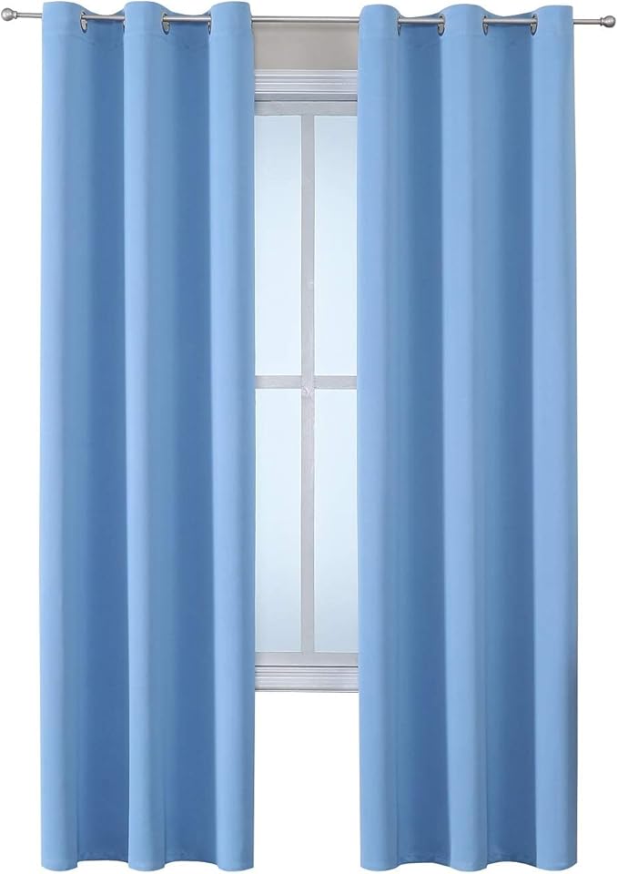 ChrisDowa Grommet Room Darkening Curtains for Bedroom and Living Room - 2 Panels Set Thermal Insulated Blackout Curtains (Sky Blue, 42W x 84L)-Ruum Studio Home