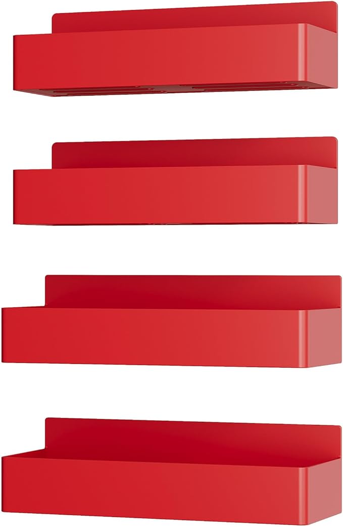 Magnetic Spice Rack for Refrigerator, Kitchen Organizer and Storage Shelf, Red (4 Pack)…-Ruum Studio Home