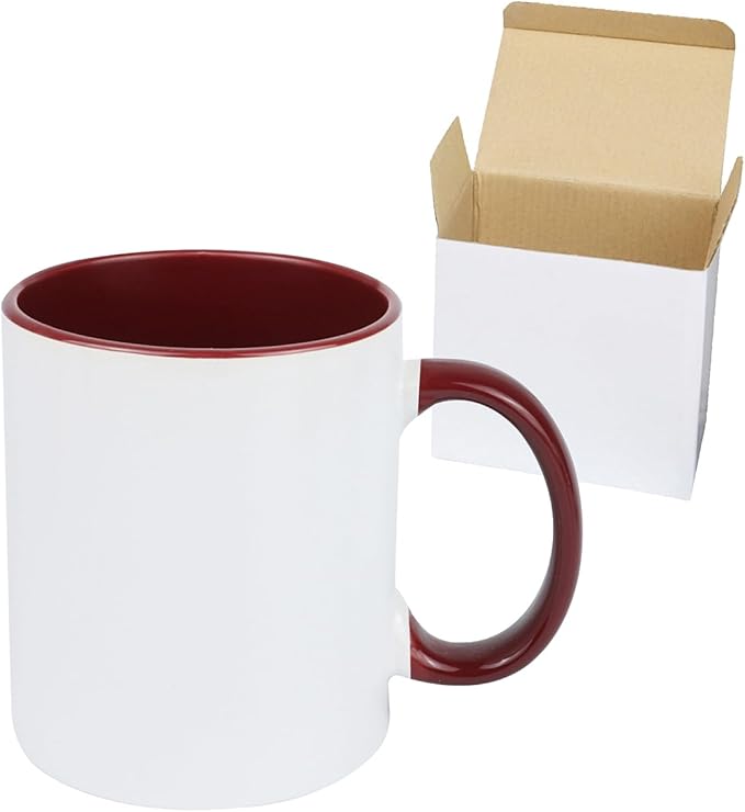 11oz White Ceramic Sublimation Coffee Mug in White Gift Box, 6 New Mixed Colors, Case of 36-Ruum Studio Home