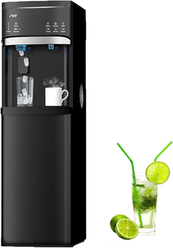 IKT Self-Cleaning Bottom Load Hot and Cold Water Cooler Dispenser with Ice Maker for 5 Gallon Bottle 22lbs Daily Capacity Perfect for Home Black-Ruum Studio Home
