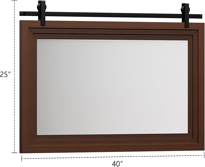 ALBAD Farmhouse Wood Framed Wall Mirror, Natural Wood and Framed Wall Mounted Bathroom Vanity Mirror for Farmhouse Decor, Vertical or Horizontal Hanging-Ruum Studio Home
