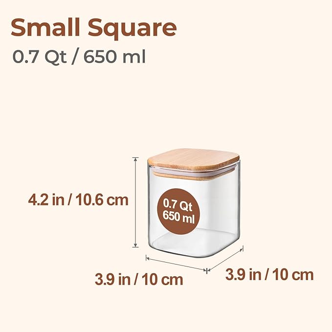 ComSaf 0.7 Qt Glass Food Storage Jars Set of 4, Clear Glass Storage Containers with Lids, Pantry Organization Jar, Spice Jar, Blooming Tea, Coffee and Sugar Container, Small Canister Set for Kitchen-Ruum Studio Home