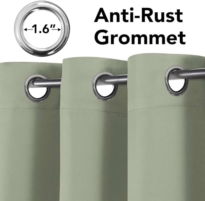 H.VERSAILTEX Blackout Curtains for Bedroom Thermal Insulated Room Darkening Living Room Curtains 84 Inch Long Grommet Privacy Protection Window Curtain Panels/Drapes for Nursery,2 Panels,Light Sage-Ruum Studio Home