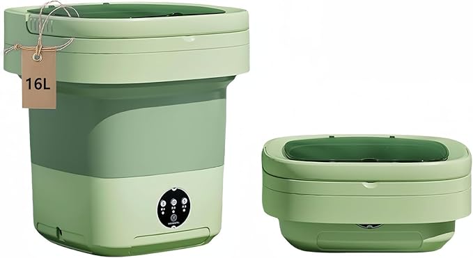 Portable Washing Machine, Mini Washer,16L Upgraded Large Capacity Foldable Washer.Deep Cleaning of Underwear, Baby Clothes and Other Small Clothes.Suitable for Apartments, Dormitories, Hotels.(Green)-Ruum Studio Home