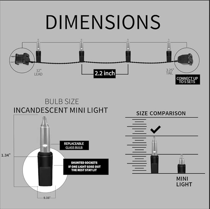 100LIGHTS RED Extra-Bright with End Connectors Christmas Decorative Lights 5.98m UL Certified Mini String Light Set Waterproof for Home Garden Holiday Christmas Tree Party Patio Decor Wedding-Ruum Studio Home