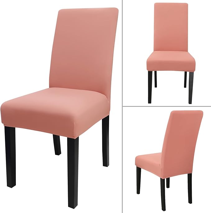 JQinHome Terra Cotta Chair Covers for Dining Room Set of 6, High Stretch Removable Washable Parsons Chair Slipcover for Home Party Hotel Wedding Ceremony (6PCS,Terra Cotta)