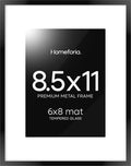 Homeforia Black Picture Frame 8.5 x 11, High End Metal 8.5x11 Poster Frames with Mat 6x8 Photo, 8.5 x 11 Frame Matted to 6 by 8 Art, 8.5by11 Wall or Tabletop Frames, Tempered Glass, Wall Kit, Set of 1-Ruum Studio Home