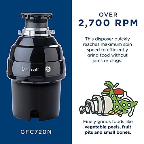 GE Disposall Continuous Feed 3/4 Horsepower Motor Garbage Disposer, Good for Grinding: Vegetable Peels & Small Bones, Easy Install Kit, Non-Corded, Recommended for 2-4 Person Homes, GFC720N-Ruum Studio Home