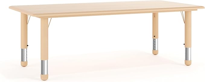 Flash Furniture Wren Adjustable Classroom Activity Table for School and Home, Plastic Activity Table for Kids, 23.625" W x 47.25" L, Natural-Ruum Studio Home