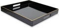 Spsyrine Black Decorative Tray for Living Room, Square Modern Plastic Coffee Serving Table Tray for Ottoman Bathroom Kitchen, 13"*13"-Ruum Studio Home