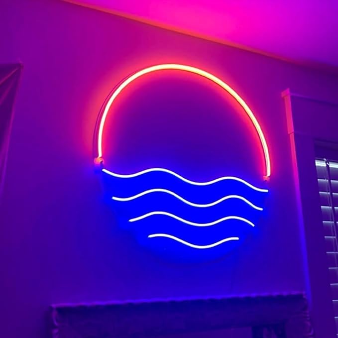 LED Decorative Lights USB Mountains Sunrise Sunset Led Neon Signs Home Decoration Wall Art Holiday Gift Brightness Adjustable 15''x15''-Ruum Studio Home