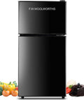 3.5 Cu.Ft Compact Refrigerator with Freezer, Mini Fridge with 2 Doors for Office, Kitchen, Dorm and Bedroom, Small Fridge with 7 Level Temp Adjustable Thermostat, Black-Ruum Studio Home