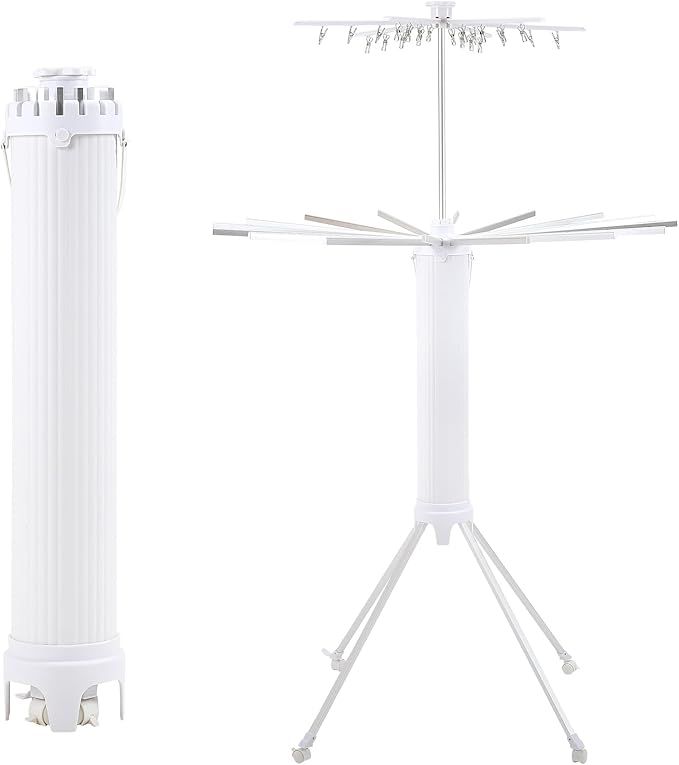 4-Legged Clothes Drying Rack Foldable,2 Tier Portable and Collapsible Space Saving Laundry Drying Rack with 4 Pulleys,Aluminum Dry Rack for Clothes-Ruum Studio Home