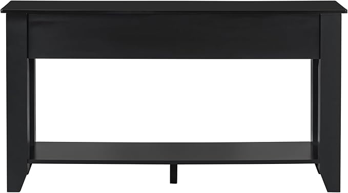 Farmhouse Modern Console Table 55.4-Inch Entryway Sofa Table with Drawers & Storage Shelf for Living Room Hallway Entrance, Black-Ruum Studio Home