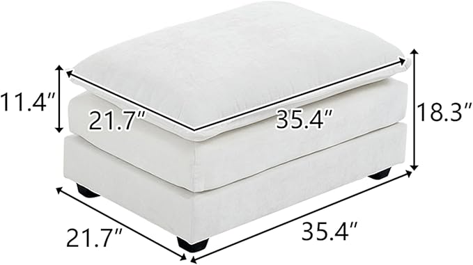 Karl home Modular Ottoman for Sectional Sofa, Chenille Comfy Upholstered Furniture for Living Room, Apartment, Studio, Office, (Ottoman, Beige)-Ruum Studio Home