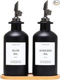 HOMCDALY Olive Oil Dispenser for Kitchen, 11.8oz Glass Kitchen Dispenser Bottle, Black Oil&Vinegar Cruet Set, Leakproof Olive Oil Bottles | Set of 2 (11.8oz – Black)-Ruum Studio Home