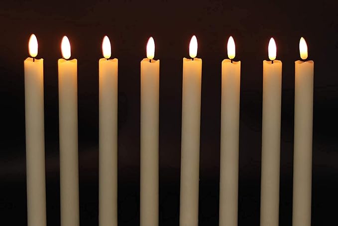 GenSwin Flameless Ivory Taper Candles Flickering with 10-Key Remote, Battery Operated Led Warm 3D Wick Light Window Candles Real Wax Pack of 6, Christmas Home Wedding Decor(0.78 X 9.64 Inch)-Ruum Studio Home