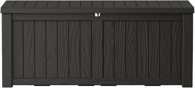 150 Gallon Outdoor Storage Box Waterproof Lockable Resin Deck Box Large, Patio Storage Bin for Pool Accessories Cushion Furniture, Garden Tools, UV-Resistant Outside Delivery Black-Ruum Studio Home