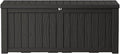 150 Gallon Lockable Resin Deck Box, Waterproof & UV-Resistant Outdoor Storage Box for Outdoor Cushion Storage, Garden Tools & Pool Accessories Storage, Black-Ruum Studio Home