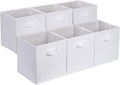 Amazon Basics Cube Organizer Storage Bins Handles, Collapsible Fabric, Pack of 6, 13"x13"x13", White-Ruum Studio Home