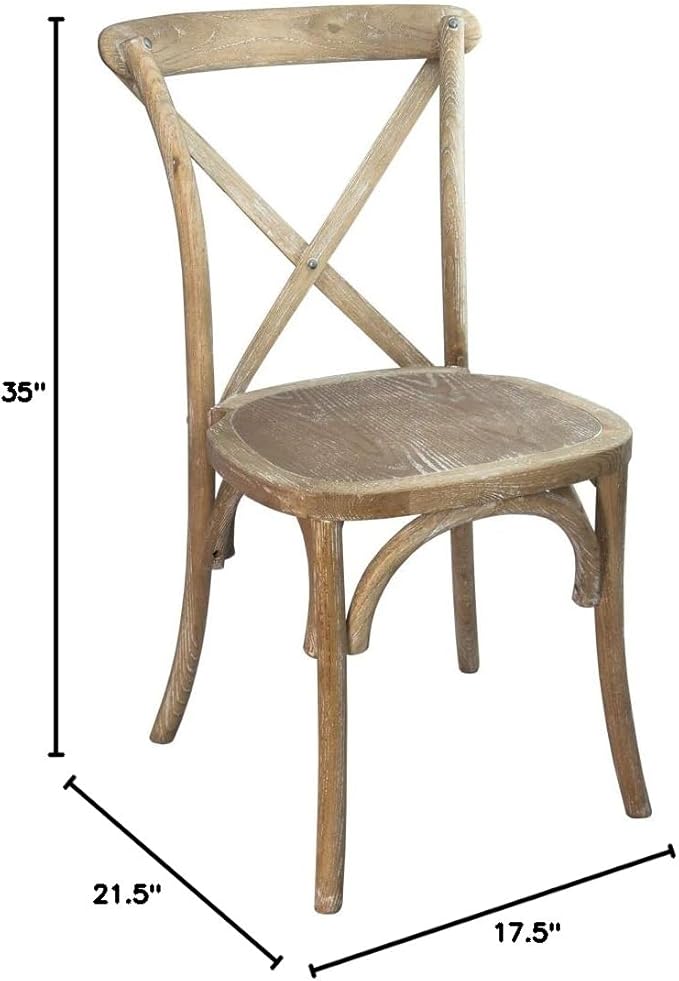 EMMA + OLIVER Natural with White Grain X-Back Chair-Ruum Studio Home
