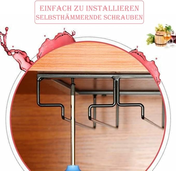 Wine Glass Rack - Under Cabinet Stemware Wine Glass Holder Glasses Storage Hanger 2 Pack Metal Organizer for Bar Kitchen 4 Rows Black-Ruum Studio Home