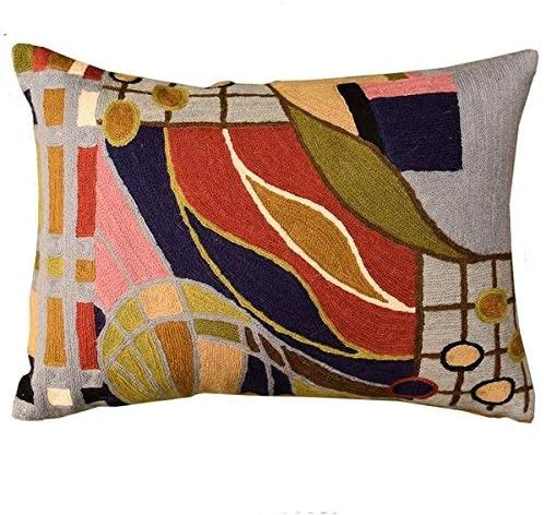 Lumbar Hundertwasser Throw Pillow Cover Biomorph Abstract Pillowcase Modern Couch Cushion Farmhouse Chair Pillowsham Outdoor Chair Cushions Handmade Wool Size 14x20-Ruum Studio Home