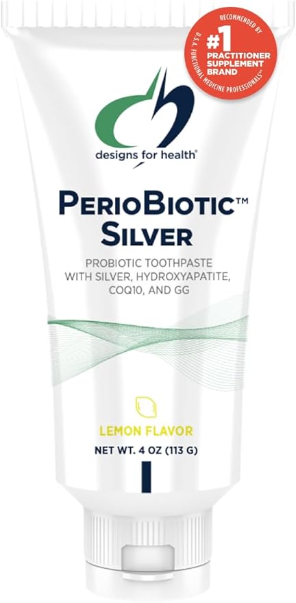 Designs for Health PerioBiotic Silver Hydroxyapatite Toothpaste - Fluoride Free Toothpaste with Oral Probiotics with Whitening Hydroxyapatite - Supports Gum Health & Remineralization (4oz Lemon)-Ruum Studio Home