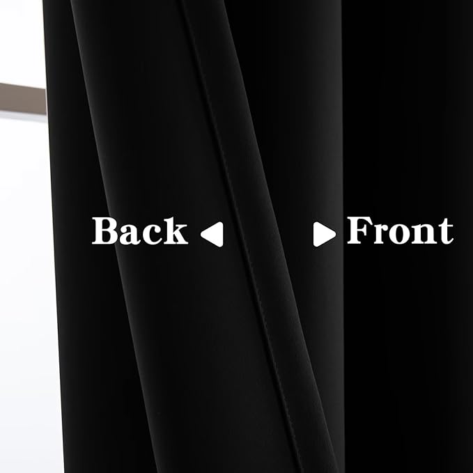 Blackout Curtains 90 Inch Length for Bedroom, Thermal Insulated Blackout Curtains 2 Panels Set, Solid Grommet Privacy Room Darkening Drapes for Living Room Windows(W52 x L90, Black)-Ruum Studio Home