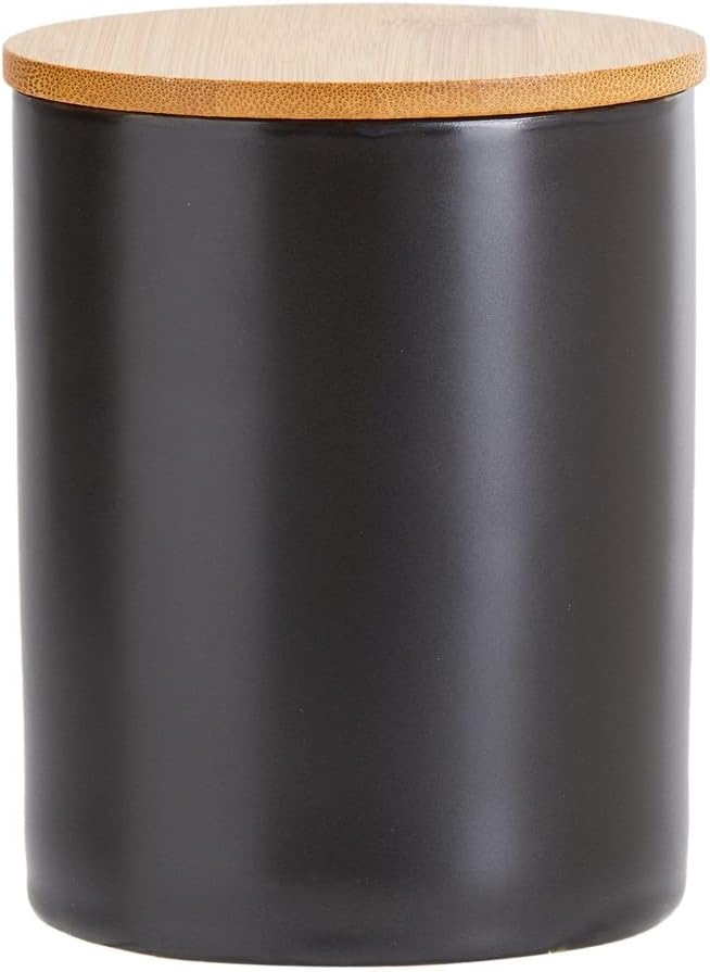 Farmlyn Creek Set of 3 Matte Black Kitchen Canister with Airtight Wooden Bamboo Lids, Kitchen Counter Containers, Food Storage Jars, Ideal for Storing Sugar, Coffee and Other Dry Goods, (3 Sizes)-Ruum Studio Home