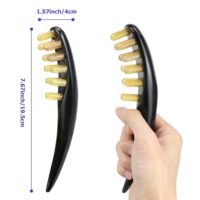 FERCAISH Ox Horn Massage Tool for Back, Neck, Eyes and Face - Meridian Head Scraping Stick for Guasha Therapy and Trigger Point Treatment-Ruum Studio Home