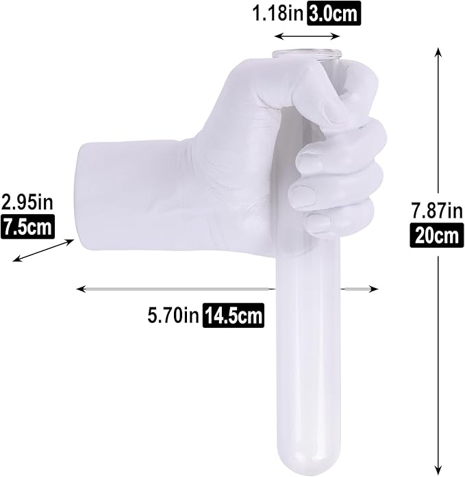 Creative Wall Hanging Sculpture, Funky White Hand Vases Home Decor, Artistic Hanging Hand Sculptures with Test Tube Vases, Unique Wall Art Statue-Ruum Studio Home