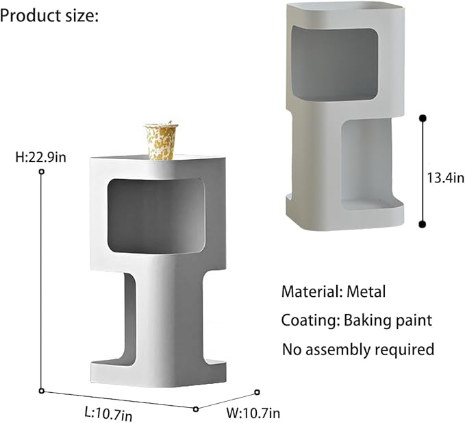 Modern Side Table,Small end Table for Small Spaces,Metal nightstand with Storage Shelf,Space-Saving Bedside Table Accent Table Drink Tables for Living Room,Bedroom.No Assembly Required-Ruum Studio Home