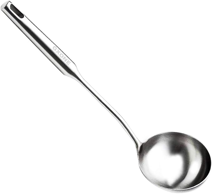 Soup Spoon Ladle,304 Stainless Steel Cooking Spoon Kitchen Tool For Wok With Hollow Handle, Silver/13.9Inch-Ruum Studio Home