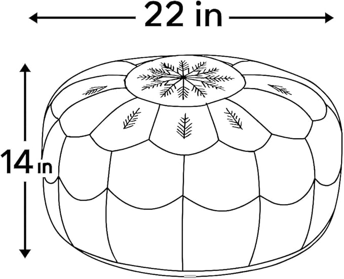 Stuffed Arch Design Moroccan Leather Pouf Ottoman, Handmade, Pre-Filled, 100% Genuine Leather, 14” Height x 22” Diameter – Boho Chic Footstool & Living Room Décor (Black)-Ruum Studio Home