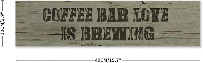 Generic Funny Wood Sign Coffee Bar Love is Brewing Rustic Wooden Hanging Sign Home Farmhouse Kitchen Wall Decoration 16 x 4 Inch-Ruum Studio Home