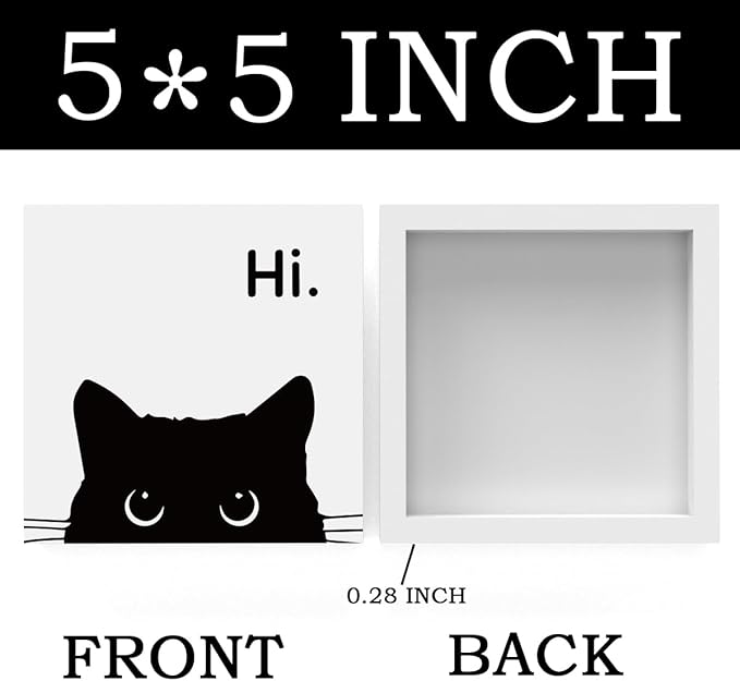 Black Cat Desk Decor, Office Decorations for Work, Cat Lover Gifts for Women, Cat Gifts for Girls, Cat Lover Gifts, Wooden Box Decor Sign for Home Farmhouse Living Room Bedroom Bathroom Classroom Gym-Ruum Studio Home