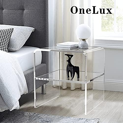 ONELUX 1626 Acrylic Bedside nightstand with Additional Shelf,Lucite Occasional Sofa Tables, Clear-Ruum Studio Home