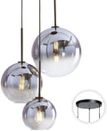 KCO Lighting Modern 3-Light Hanging Light Fixture Silver Gradient Glass Globe Pendant Ceiling Lighting with Adjustable Cord Mid Century Hanging Chandelier Light Fixture for Kitchen Island Bedroom…-Ruum Studio Home