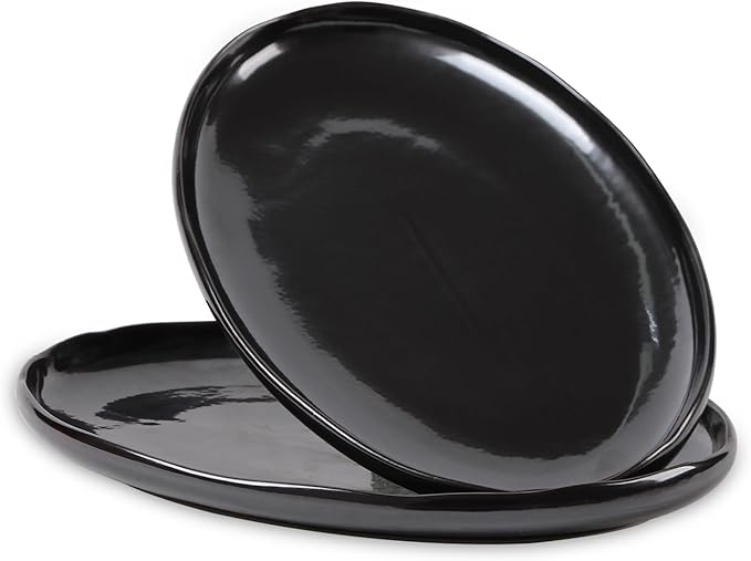 vicrays Serving Platter Ceramic Tray Plates Extra Large Oval 14.5 Inch Porcelain Dinner Plates Long Serving Dish Set Entertaining Party Restaurant Food Meat Sushi Fish Turkey Platter - Black-Ruum Studio Home