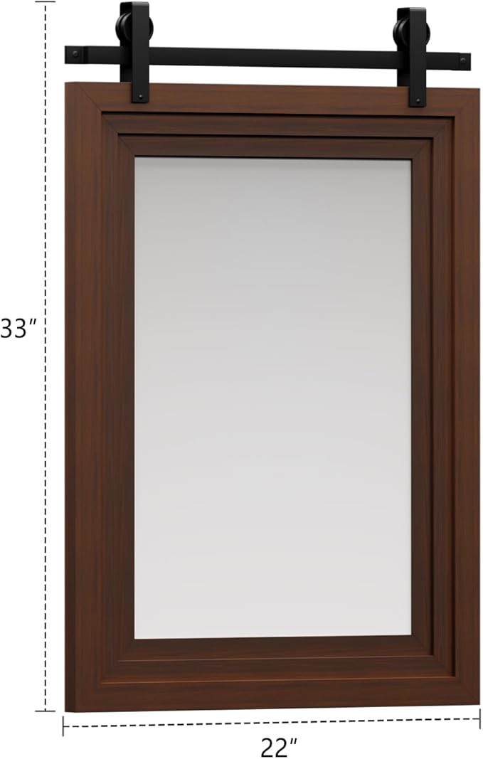 ALBAD Farmhouse Wood Framed Wall Mirror, Natural Wood and Framed Wall Mounted Bathroom Vanity Mirror for Farmhouse Decor, Vertical or Horizontal Hanging-Ruum Studio Home