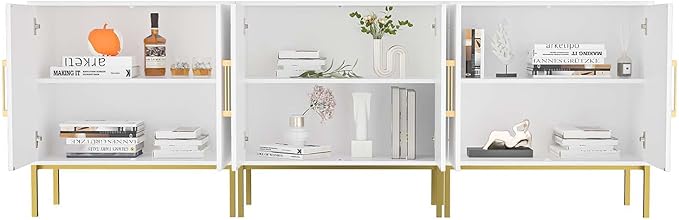 LYNSOM TV Stand for 85 Inch TV, Wood Entertainment Center with Storage Cabinet, TV Cabinet Black, Long Console Table for Living Room, Bedroom-Ruum Studio Home